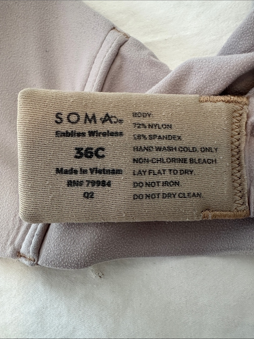 Soma Wireless Bra in Light Beige